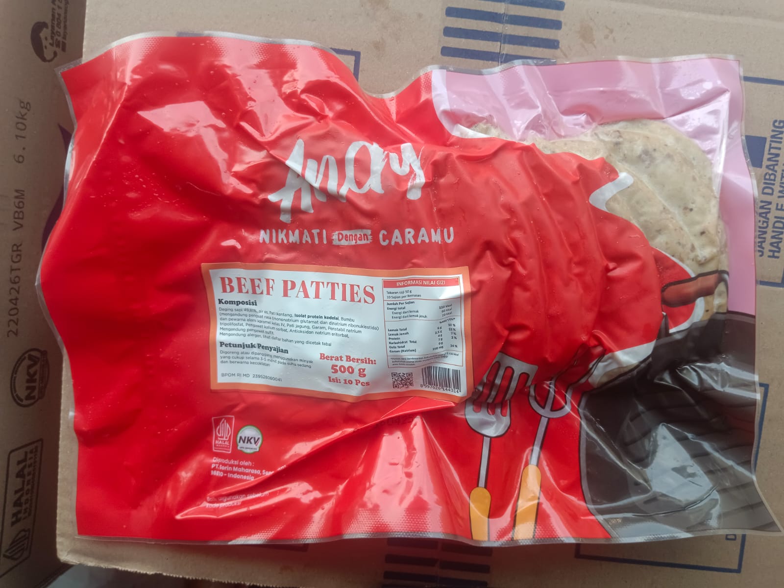 Andy Beef Patties Isi 10 pcs 500 Gram Burger Sapi