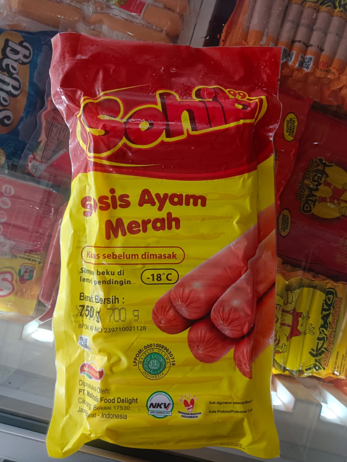 Sohib Sosis Ayam Merah 700 Gram Isi 32 pcs
