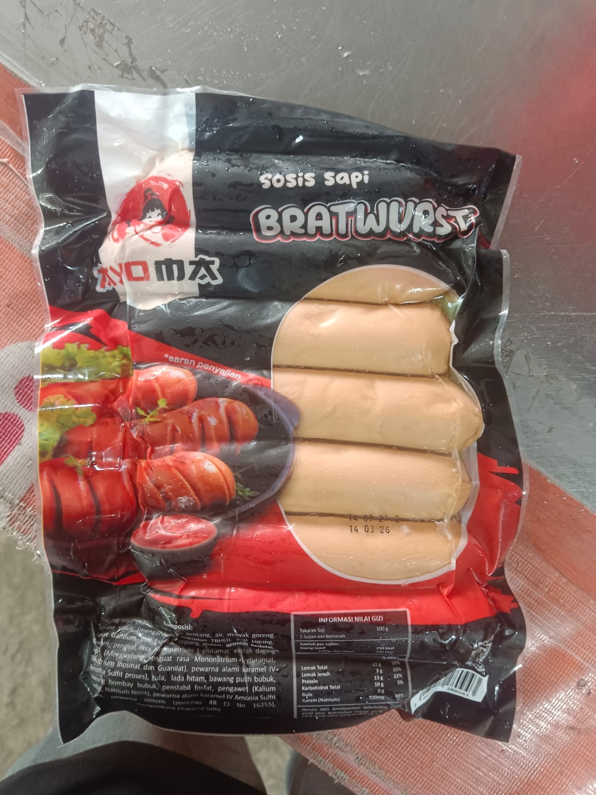 Ayoma Sosis Sapi Bratwurst Jumbo Isi 8 Pcs