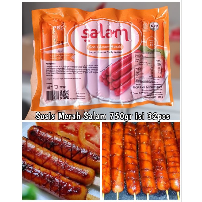 Salam Sosis Ayam Merah 750 Gram Isi 32 pcs