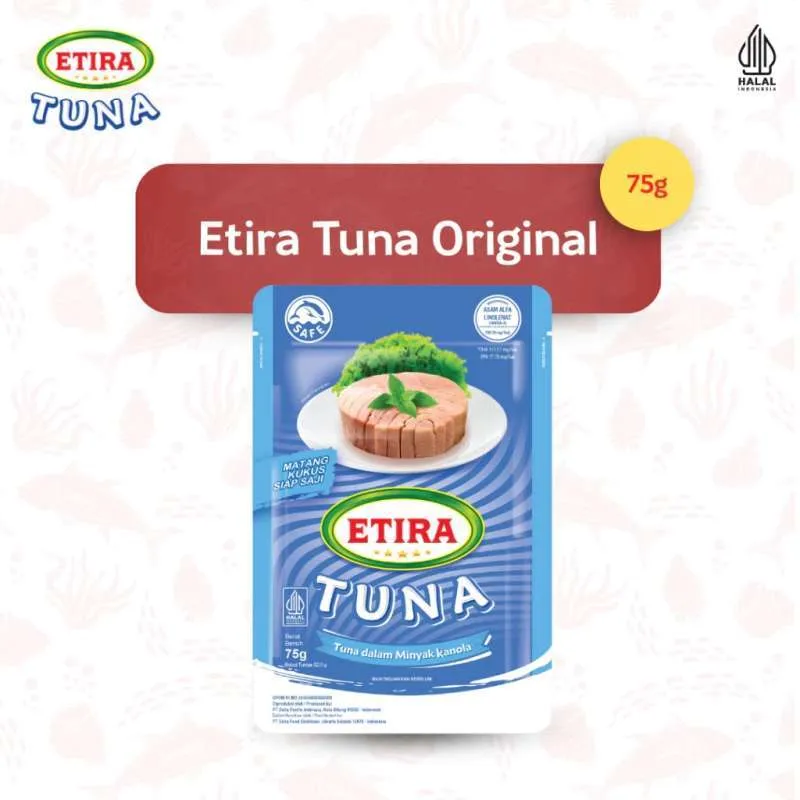Etira Ikan Tuna MInyak Kanola 75 Gram Matang Kukus Siap Saji