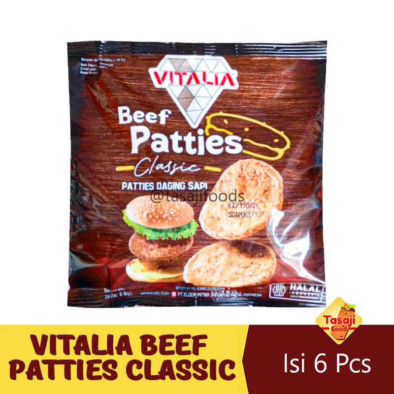 Vitalia Beef Patties Classic 240 gram isi 6 Pcs