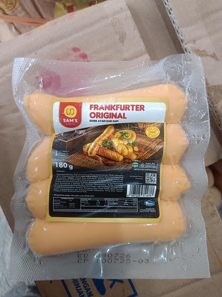 Sams Choice Sosis Frankfurter Original Isi 4 Pcs 180 Gram