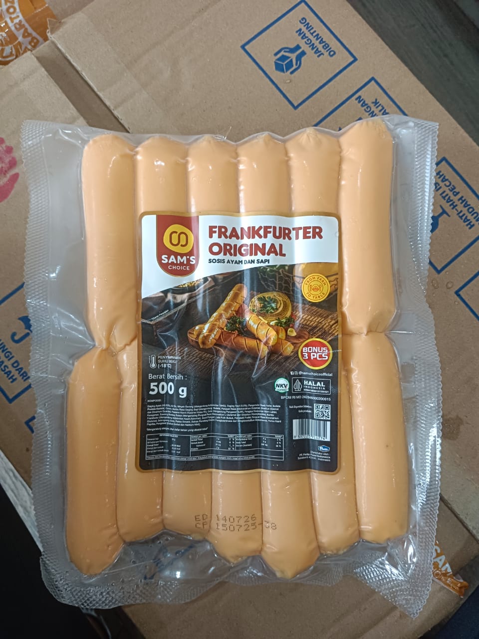 Sams Choice Sosis Frankfurter Original Isi 13 Pcs 500 Gram