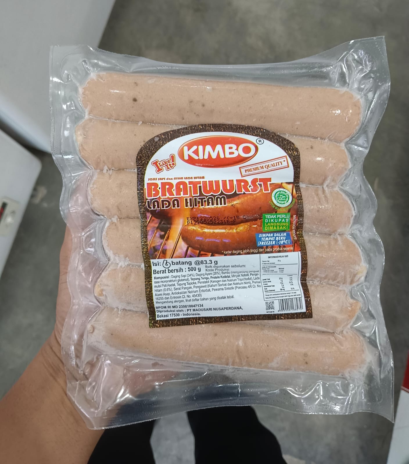 Kimbo Sosis Sapi Jumbo Lada Hitam Isi 6 Pcs