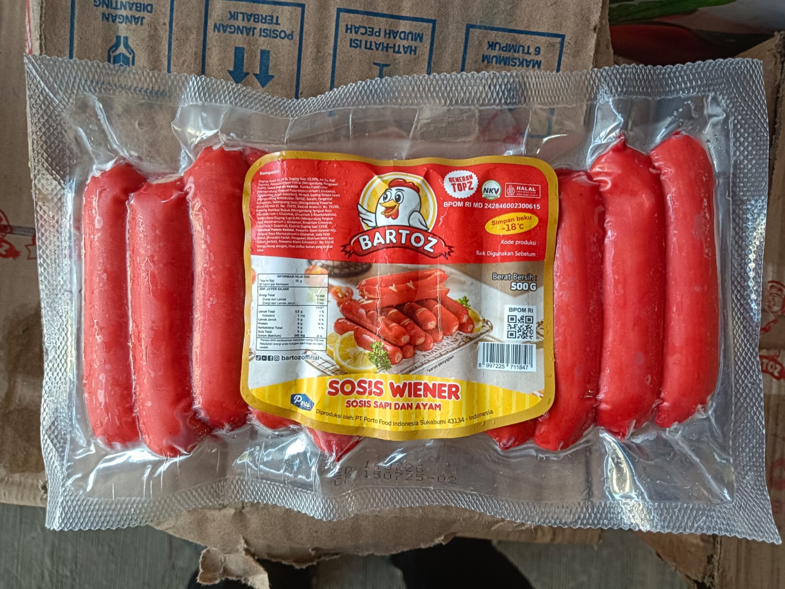 Bartoz Sosis Wiener Merah 500gr Sosis Sapi dan Ayam