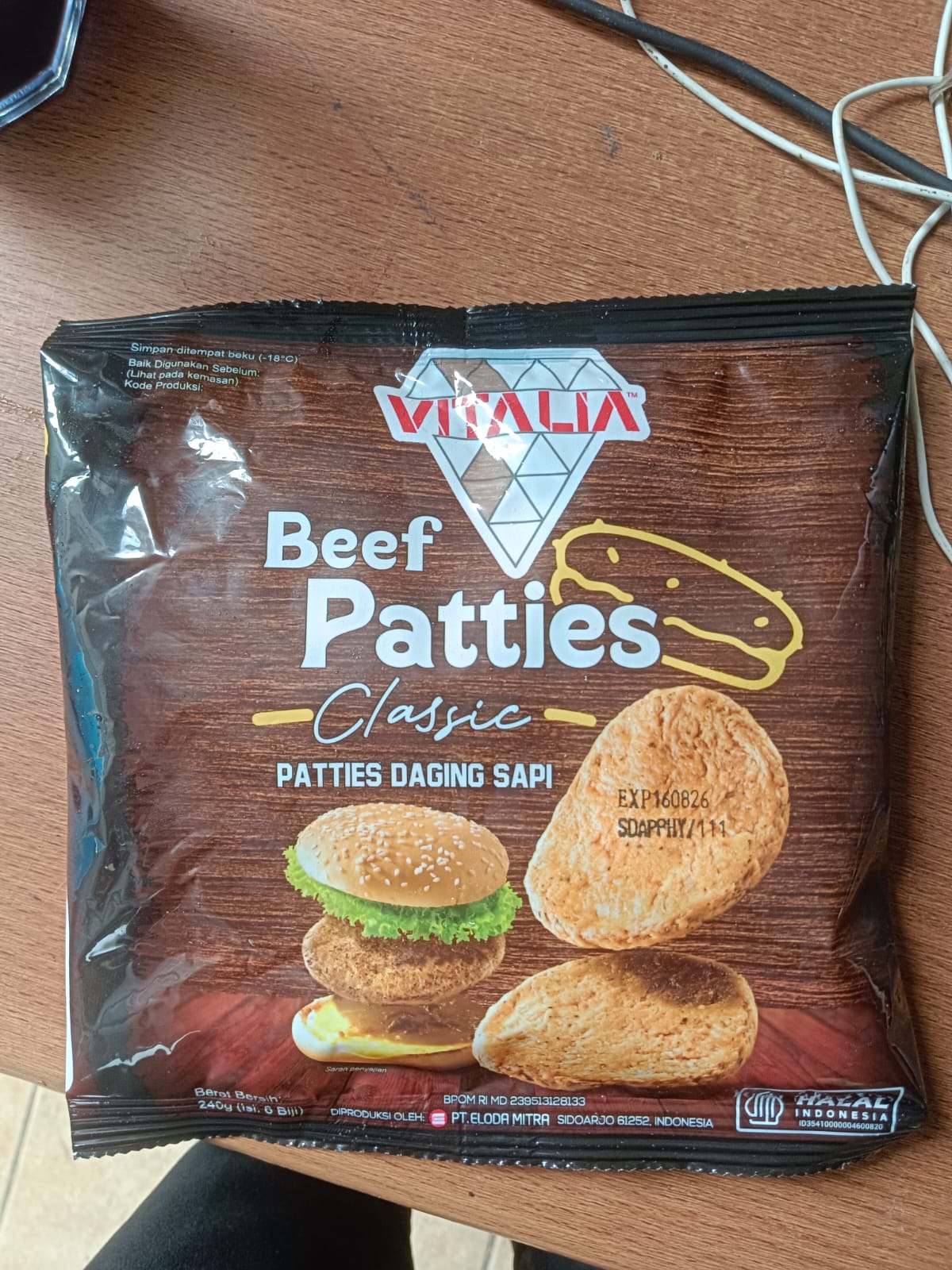 Vitalia Beef Patties Classic 240 gram isi 6 Pcs