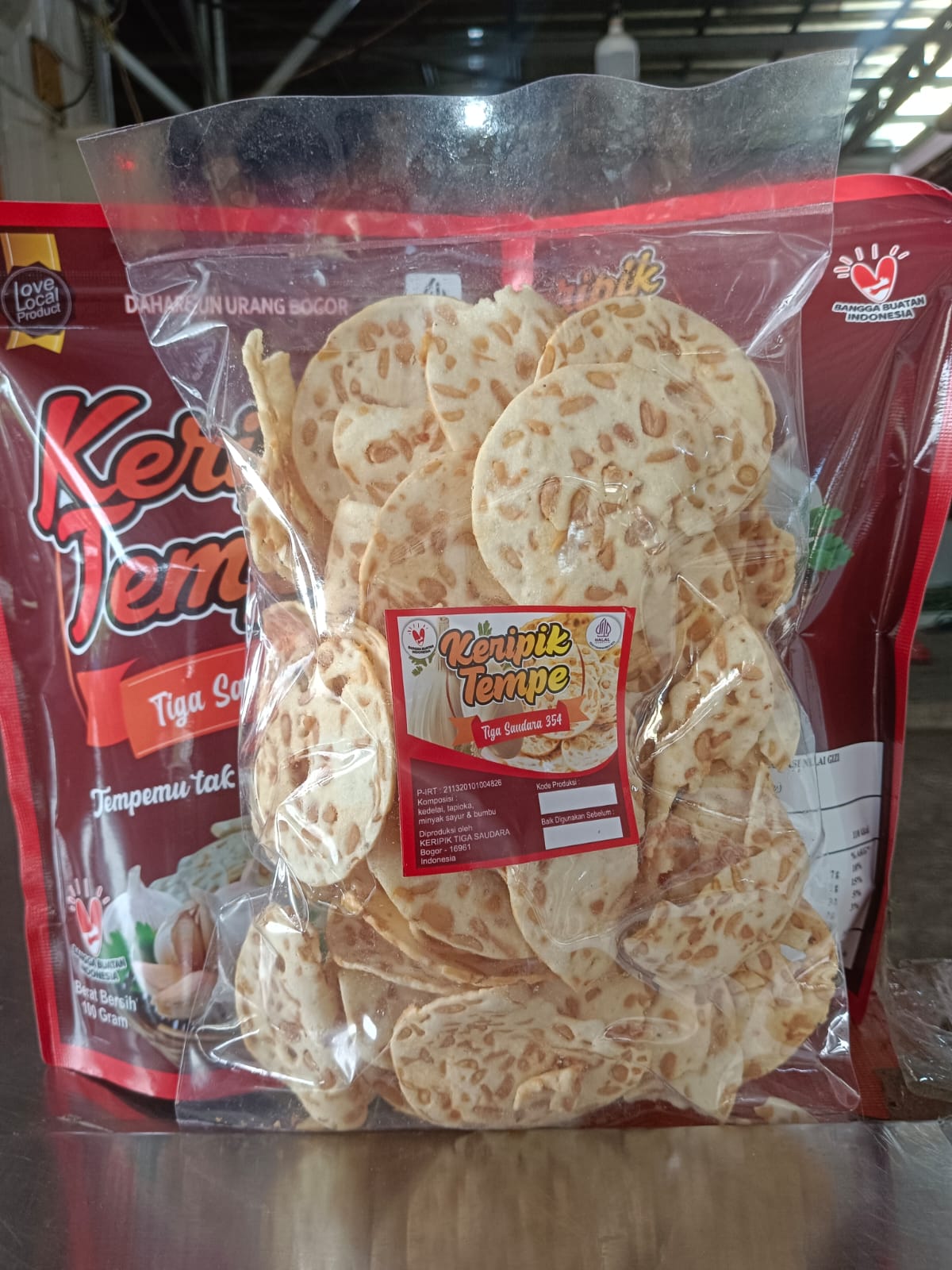 Keripik Tempe Polos Tiga Saudara 354 Bogor 100 Gram