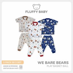 FLUFFY Setelan Baju Pendek Celana Panjang WE BARE BEARS (Isi 1Pasang) SBDJXB WTR 123