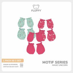 FLUFFY - Sarung tangan dan kaki Newborn - Series Unicorn - [Isi 3Pasang]