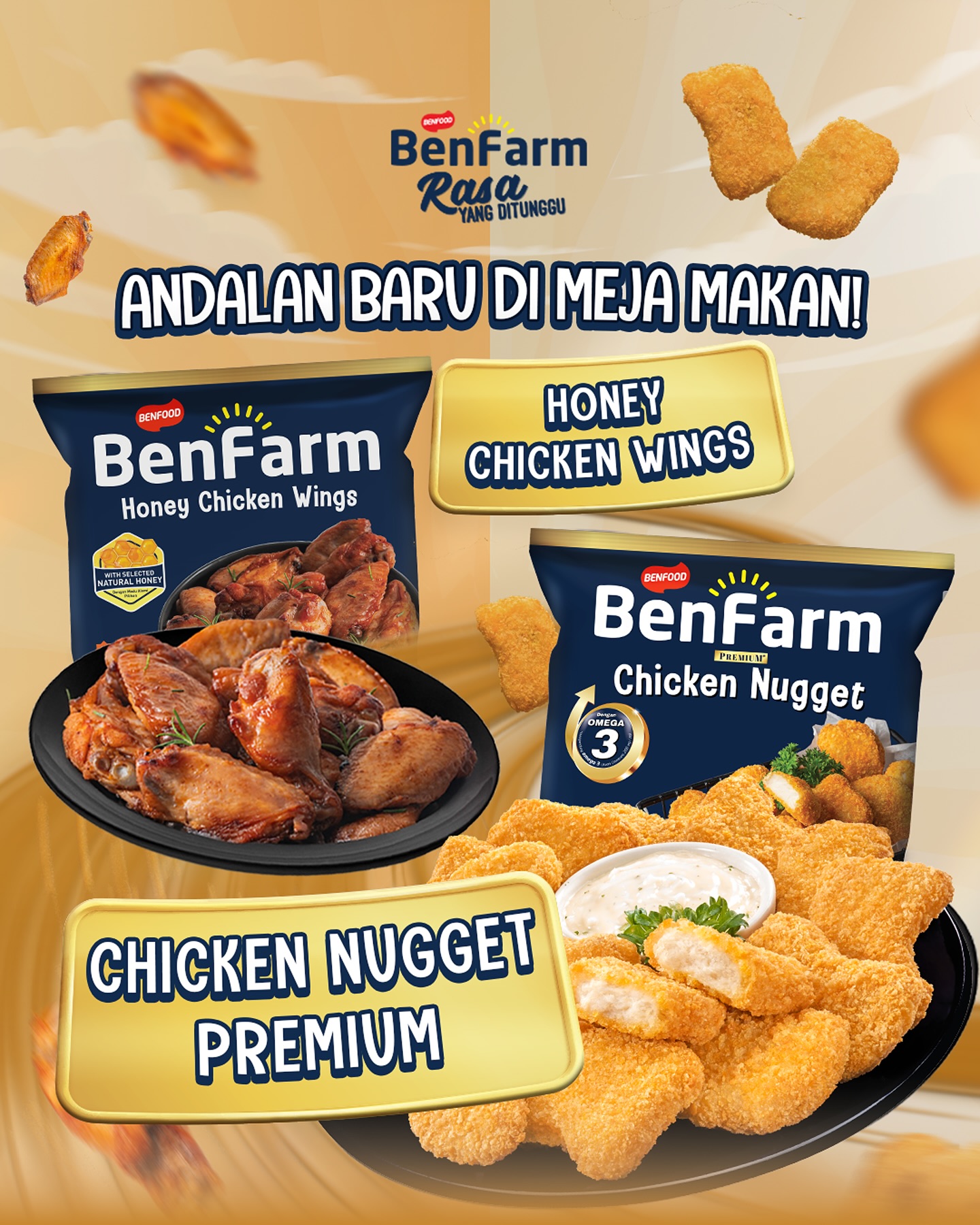 Benfarm Chicken Nugget Premium Omega 3 400 Gram