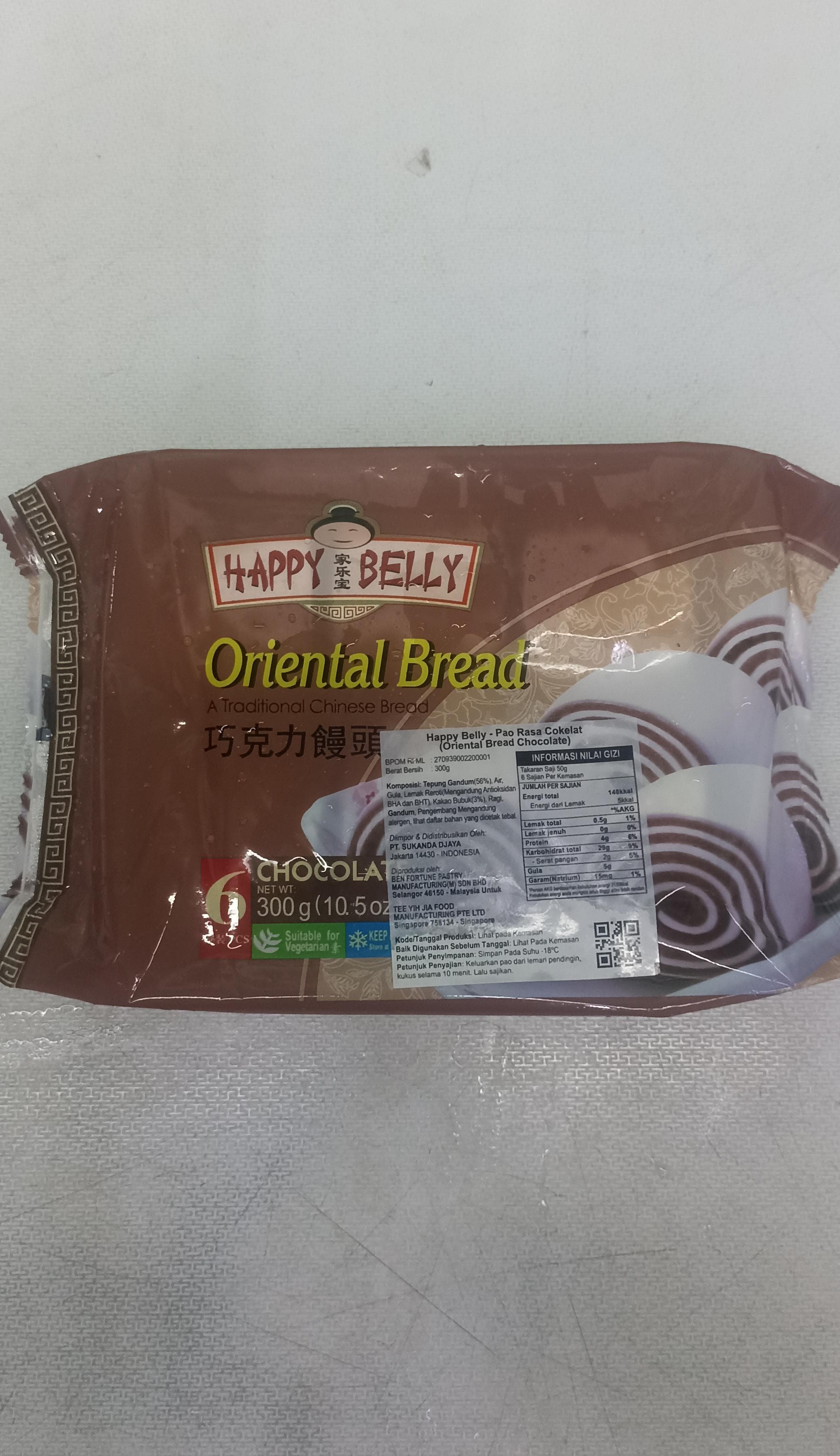 Happy Belly Oriental Bread Chocolate 300 Gram Isi 6 Pcs