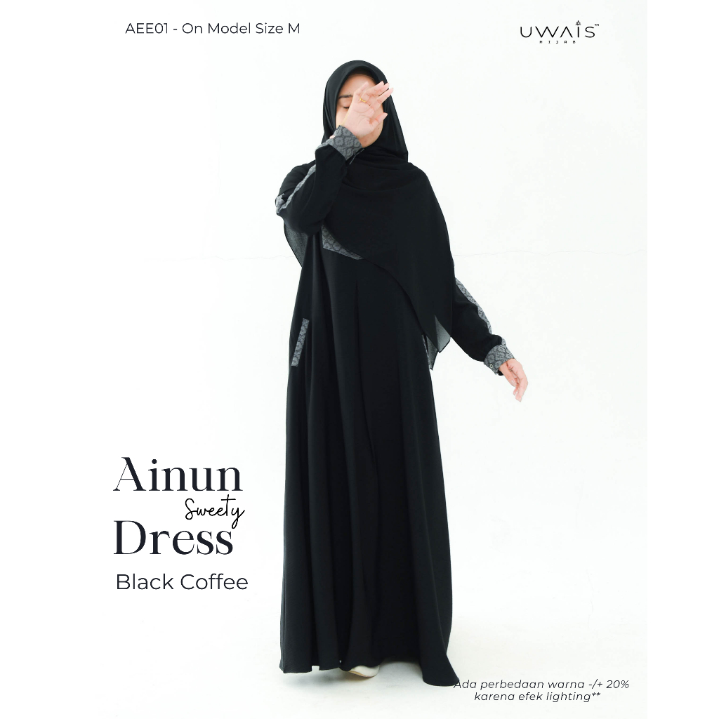 Uwais - Ainun Dress Sweety Wanita Kekinian Dewasa Gamis Daily Syari Terbaru Motif Polos Wudhu Busui Friendly thumb 2