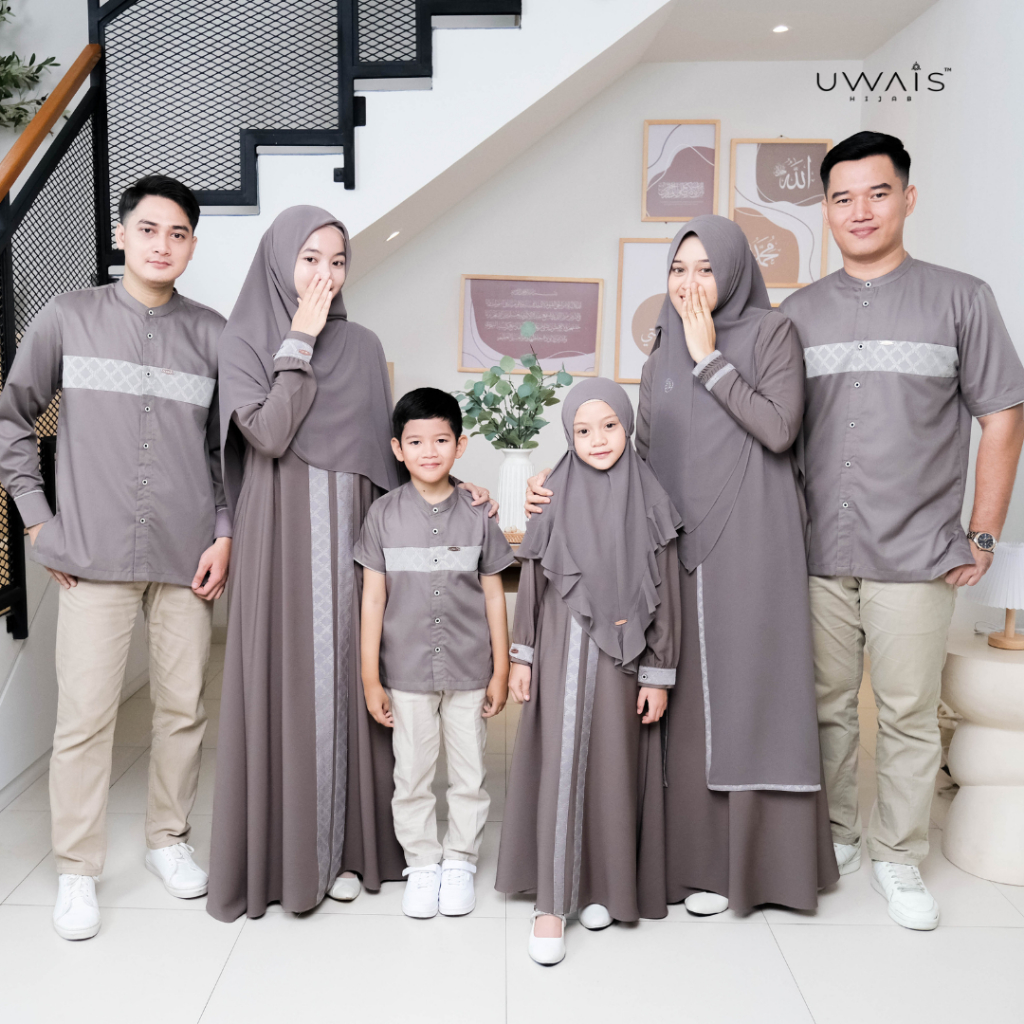 Uwais - Hayatuna Series Sarimbit 2025 Folkstone Set Keluarga Baju Lebaran Muslim Gamis Koko Khimar thumb 2