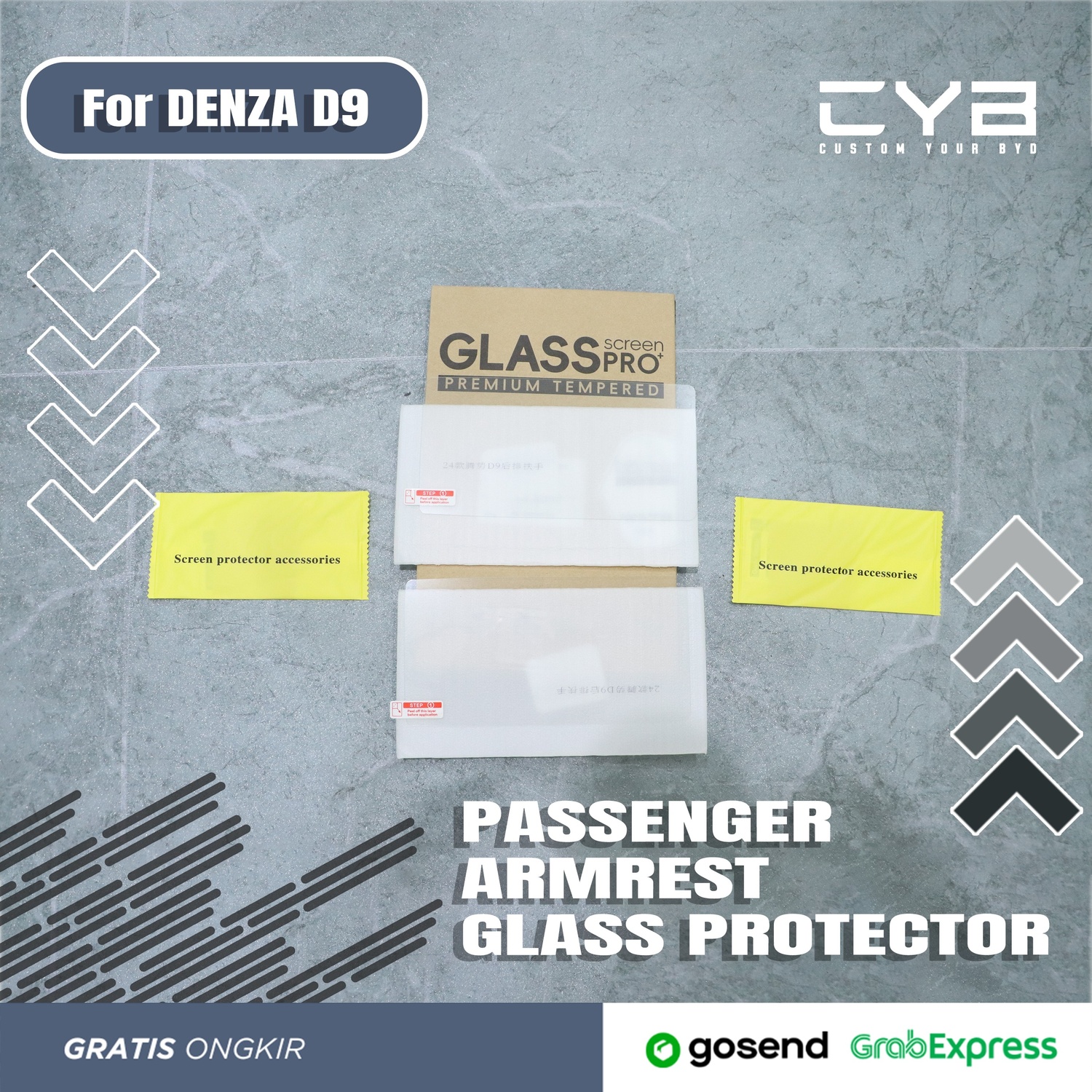 Denza D9 - Passenger Armrest Glass Protector 2