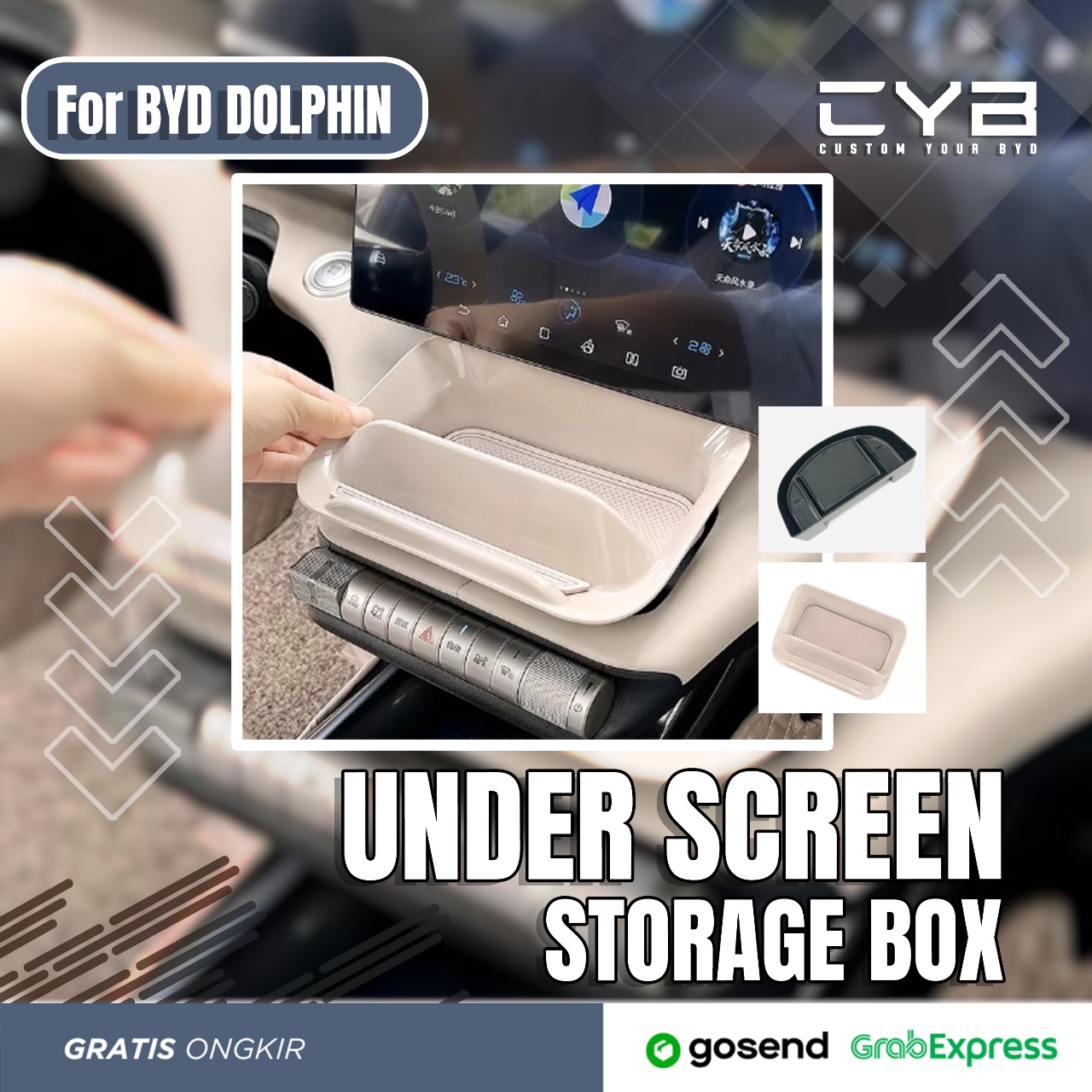 BYD Dolphin - Under-Screen Storage Box [Hitam] 4