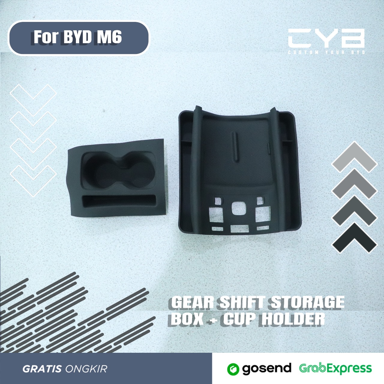 BYD M6 - Gear shift storage box + cup holder 2