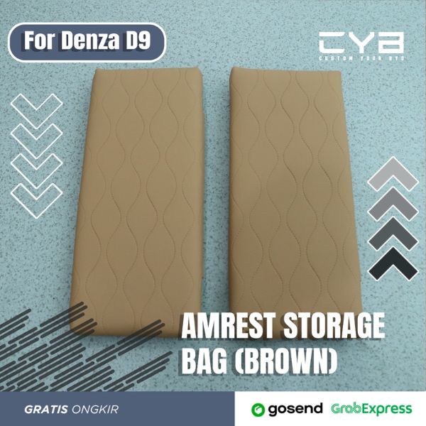 Denza D9 - Armrest Storage Bag [Coklat] 2
