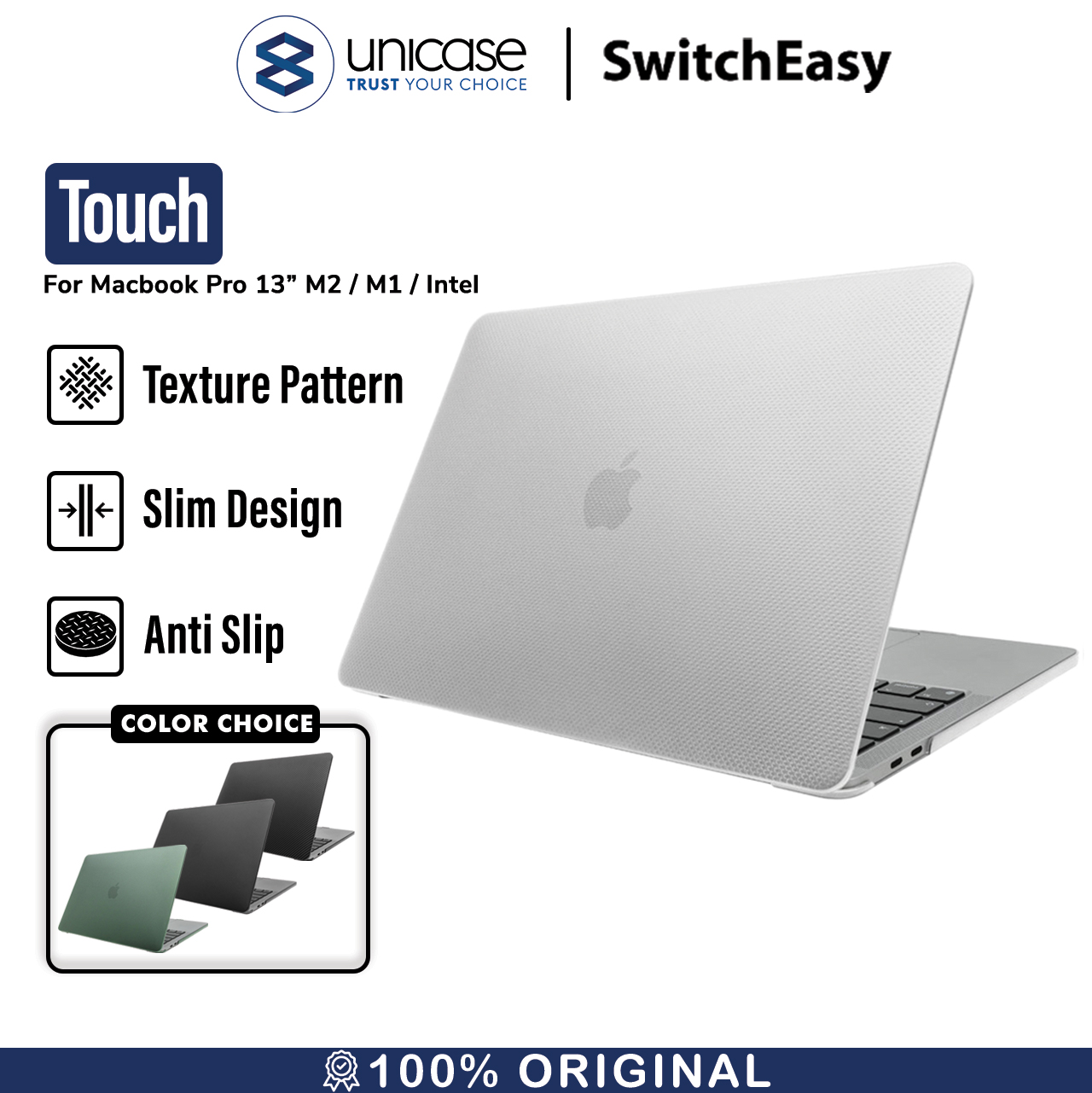 Case Macbook Pro 13 M2/M1/Intel 2022-2016 SwitchEasy Touch Hard Cover