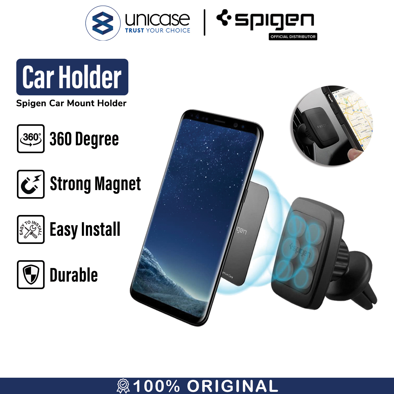 Spigen Car Holder Magnetic Air Vent / AC A201 Air Vent Magnetic Car Mount - H12 000CD20115