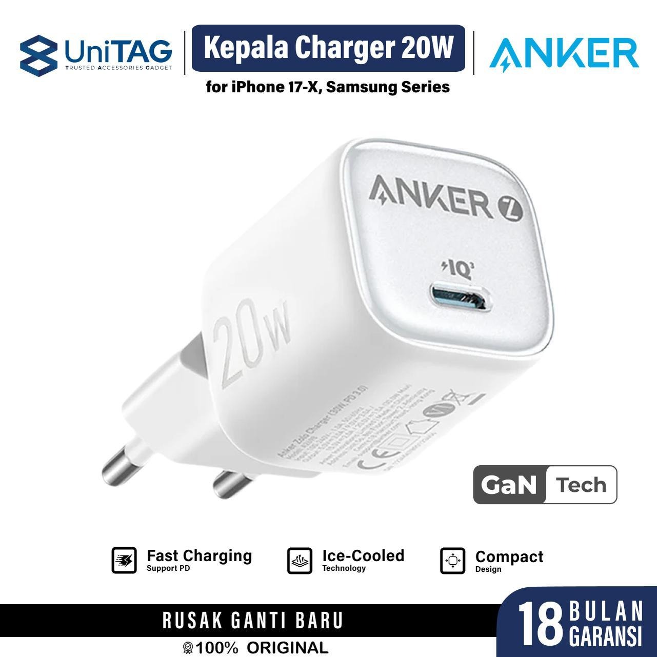 Anker Wall Charger 20W 1C GAN Zolo - White A2699L21