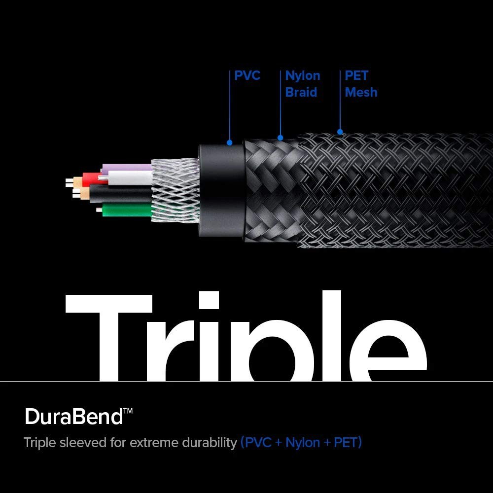 Cable USB Type C Android Lightning iPhone MFI Spigen ArcWire Nylon 1M - C to USB-C