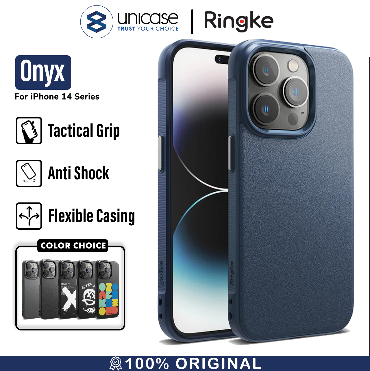 Case iPhone 14 Pro Max Plus Ringke Onyx Black Anti Crack Soft Casing