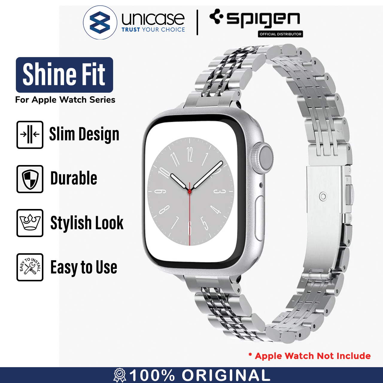 Spigen Apple Watch 42mm (Series 10) / 41mm / 40mm / 38mm Strap Watch Shine Fit - Silver AMP06920
