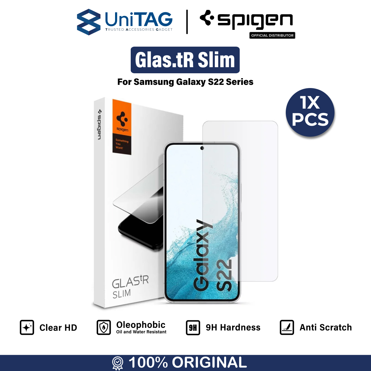Spigen Galaxy S22 Tempered Glass 1 Pack GlastR Slim - Transparency AGL04155
