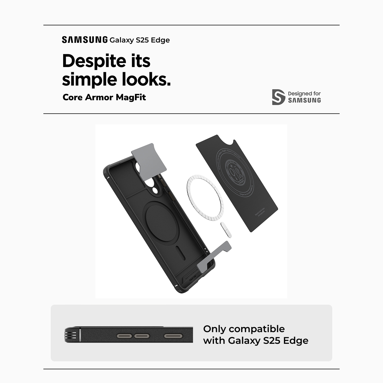 Spigen Galaxy S25 Edge Case Magsafe Core Armor MagFit - Matte Black ACS09406 (Offline SKU)