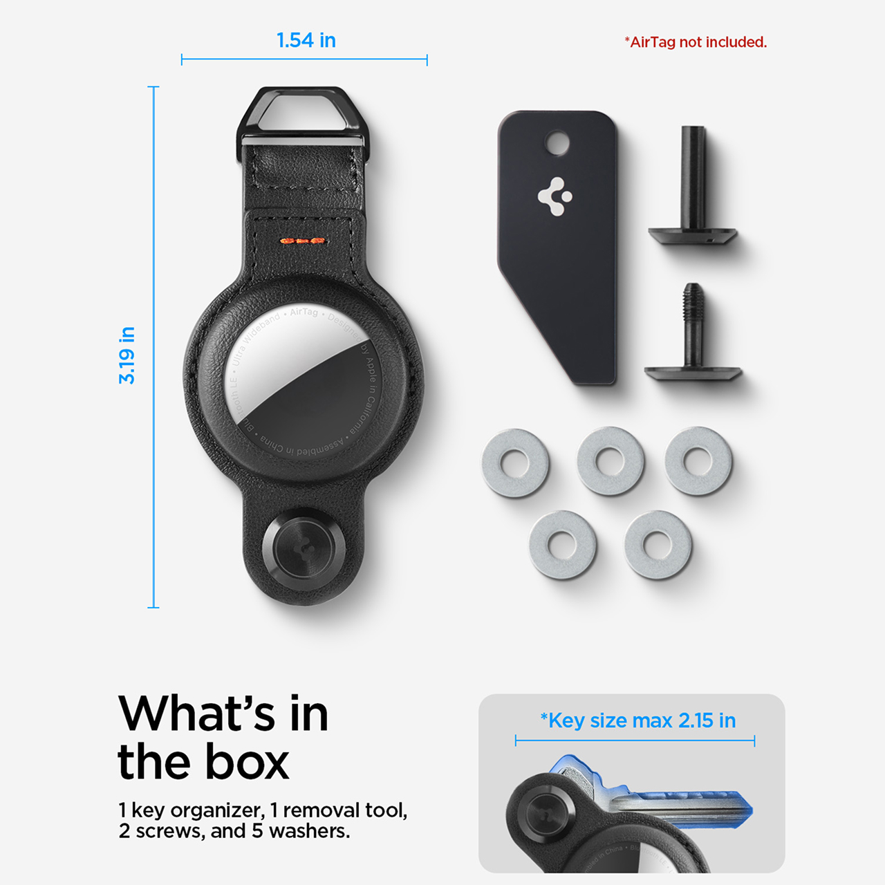Spigen AirTag 2 / AirTag Case With Key Holder Valentinus Pro - Black AHP09660