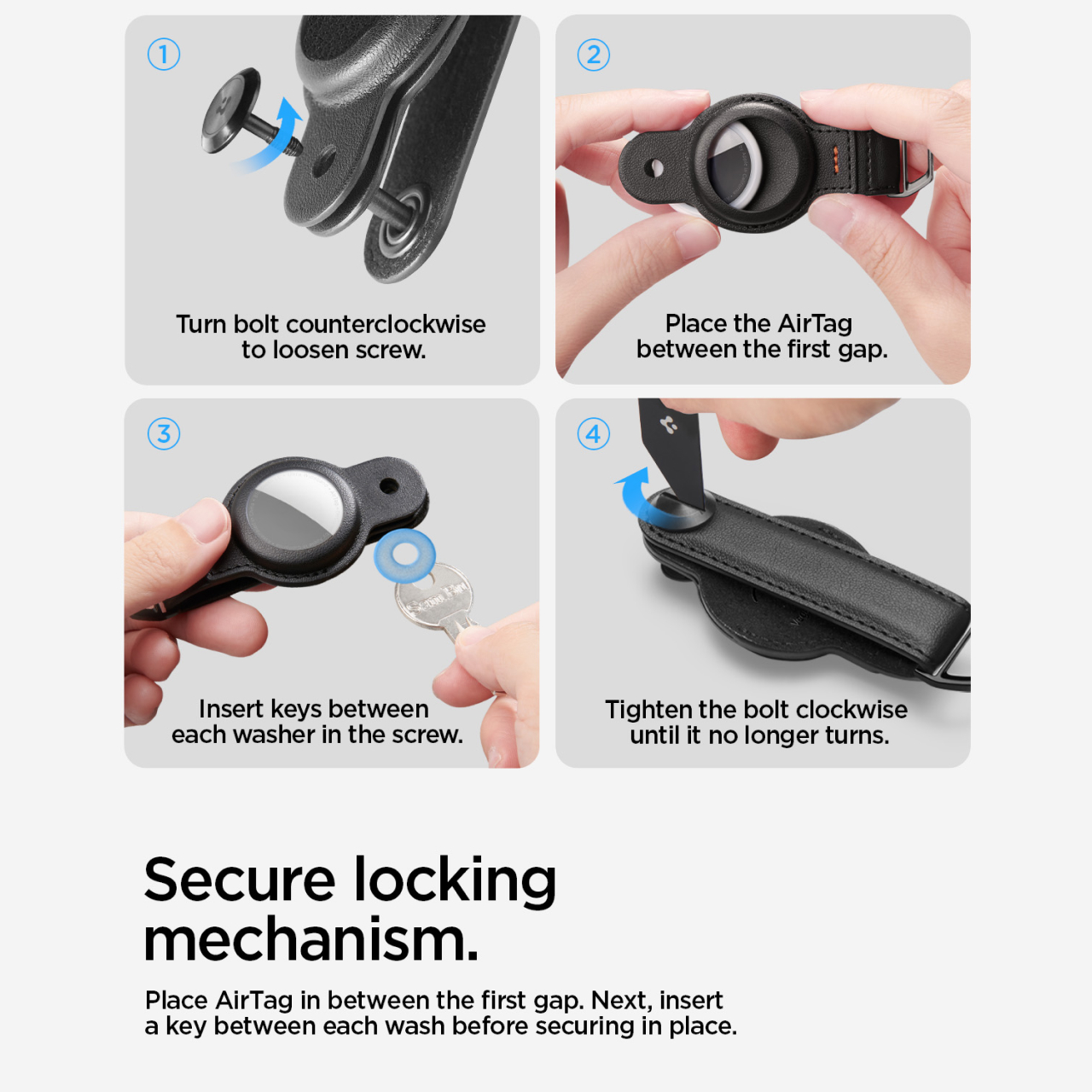 Spigen AirTag 2 / AirTag Case With Key Holder Valentinus Pro - Black AHP09660