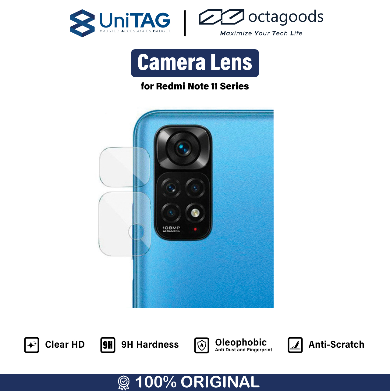 Octagoods Xiaomi Redmi Note 11 Pro / 11 Pro 5G Camera Lens Protector - Clear