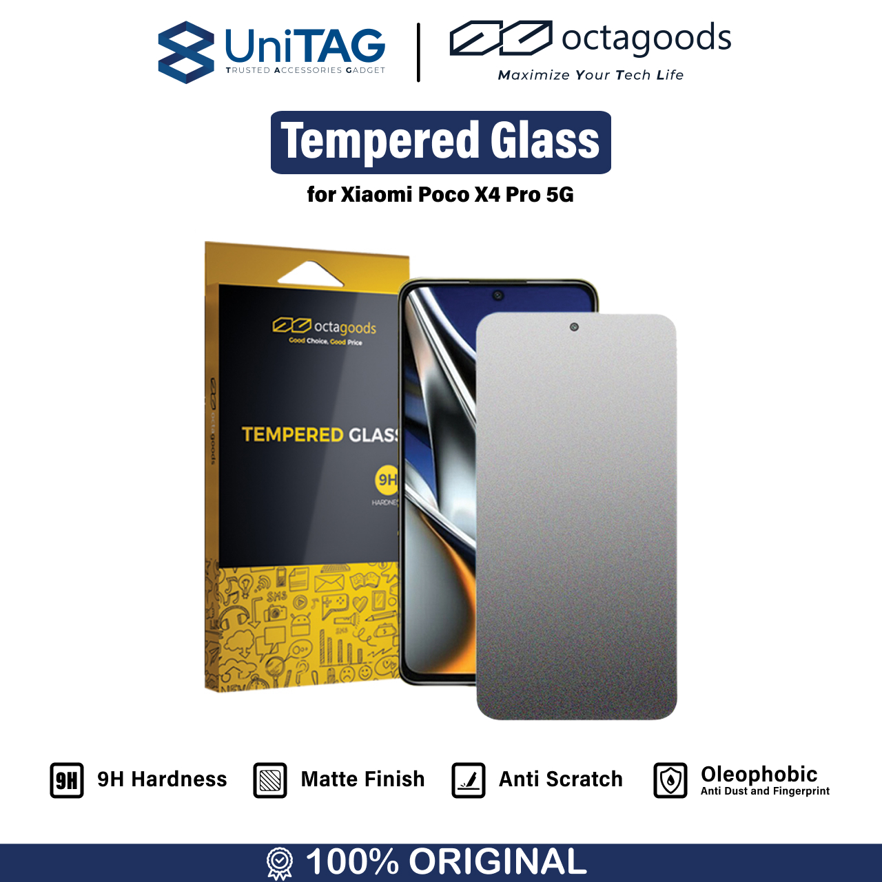 Octagoods Xiaomi Poco X4 Pro 5G Tempered Glass Matte - Anti Glare