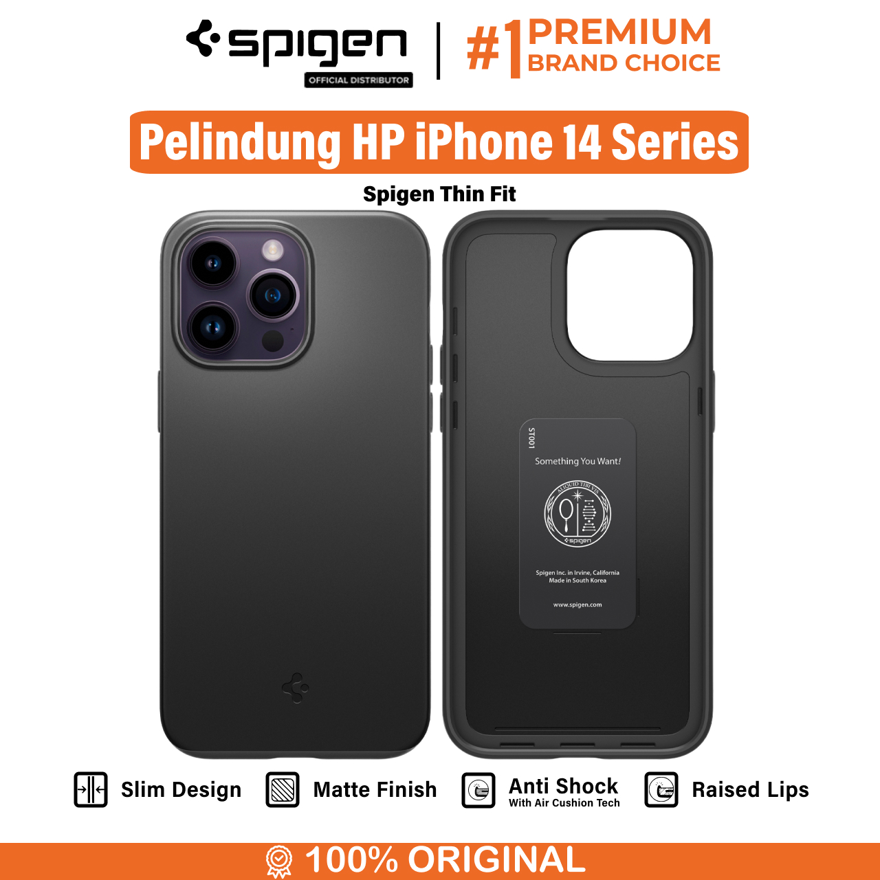 Case iPhone 14 Pro Max Plus Spigen Thin Fit Slim Hybrid Matte Casing