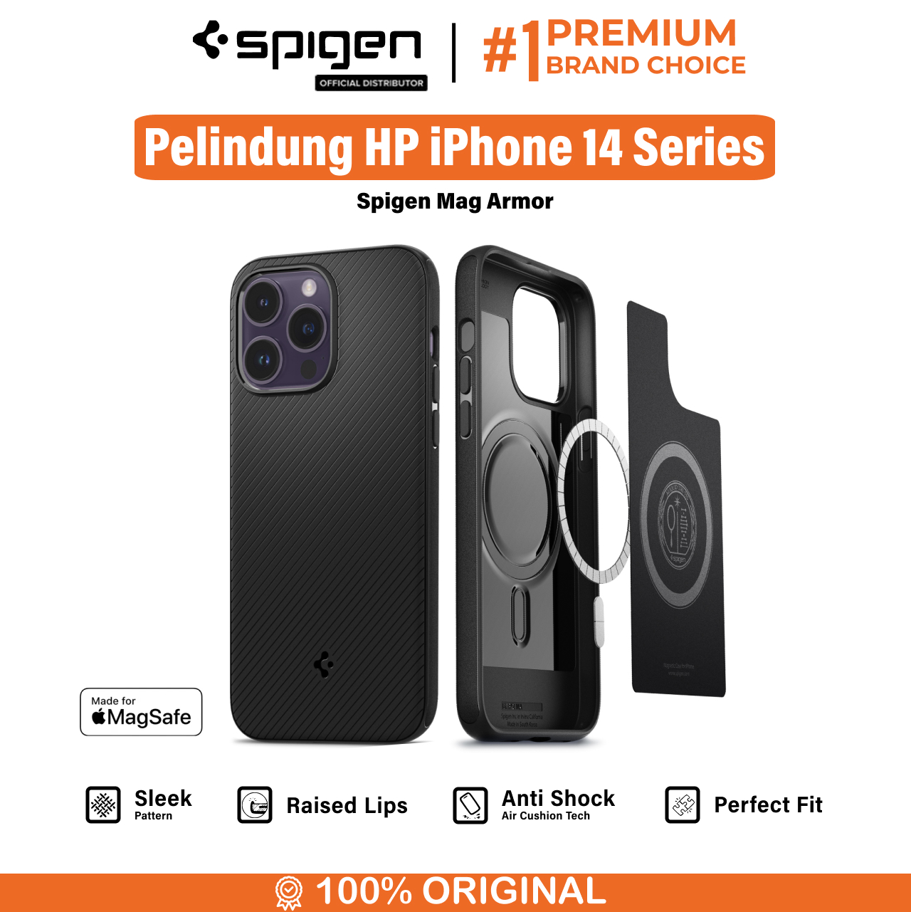 Case iPhone 14 Pro Max Plus Spigen Mag Armor MagSafe Matte Slim Casing