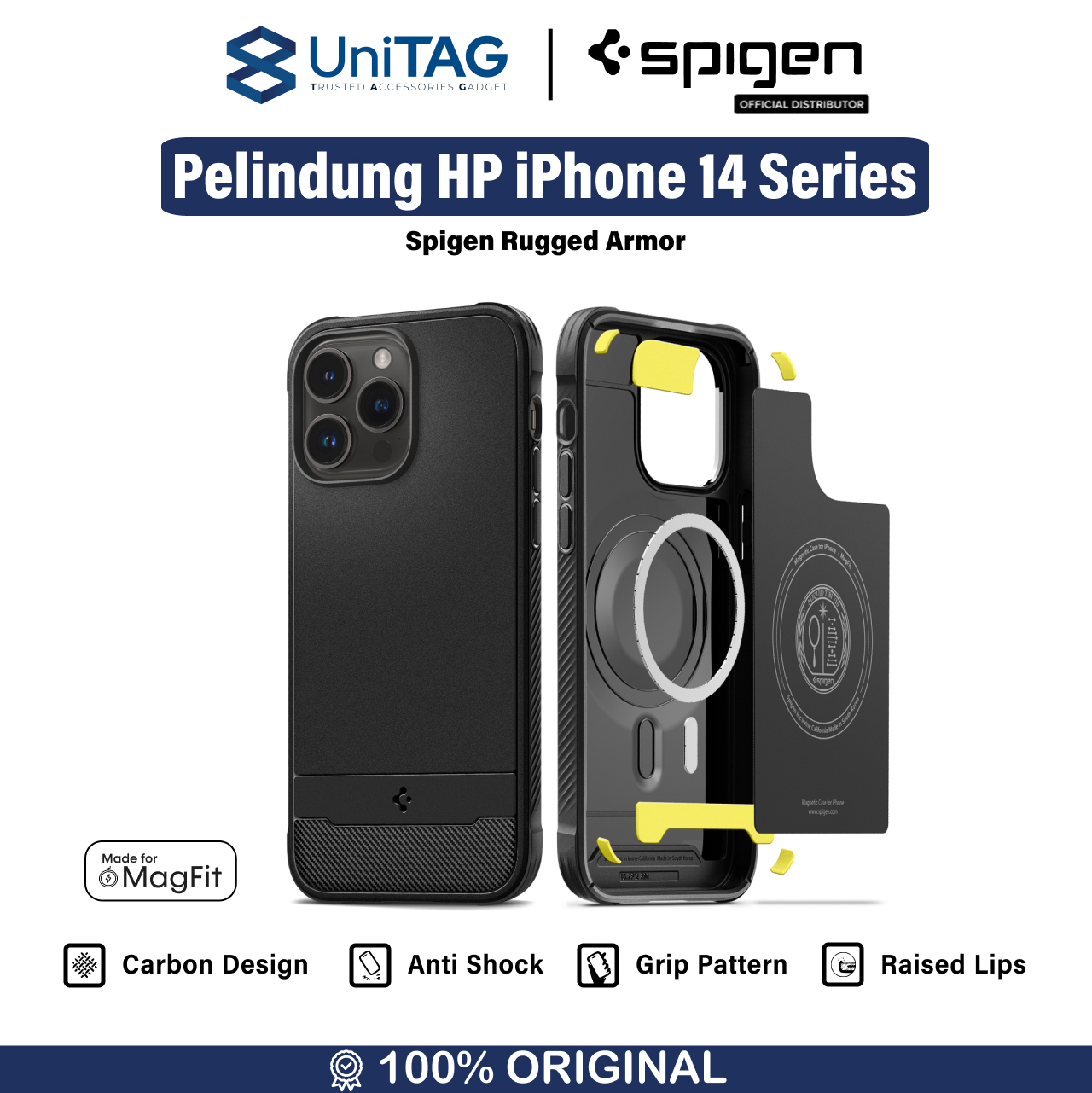Spigen iPhone 14 Case Magsafe Rugged Armor MagFit - Matte Black ACS05036