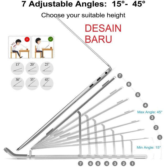 Laptop Stand OCTASTAND Aluminium Adjustable Dudukan Portable Holder