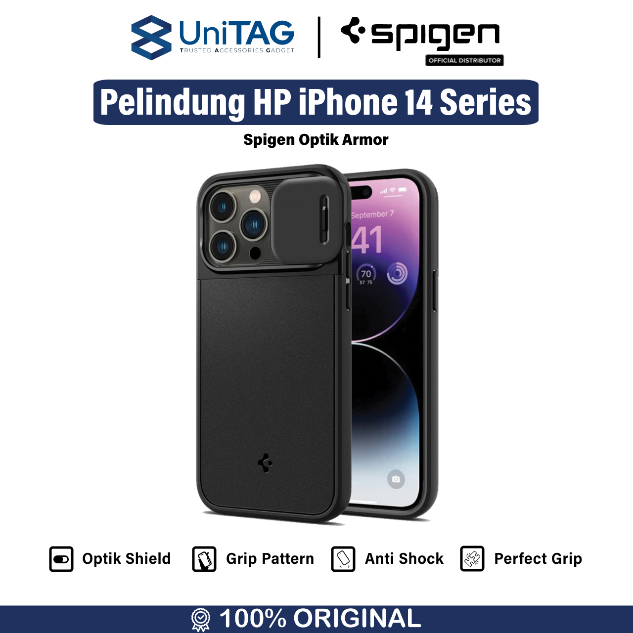 Spigen iPhone 14 Pro Max Case Magsafe + Camera Cover Optik Armor MagFit - Black ACS04848-1