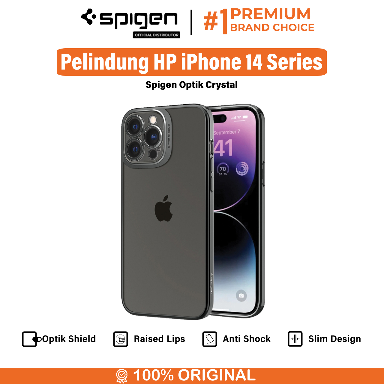 Spigen iPhone 14 Pro Max Case Optik Crystal - Chrome Gray ACS04834-1