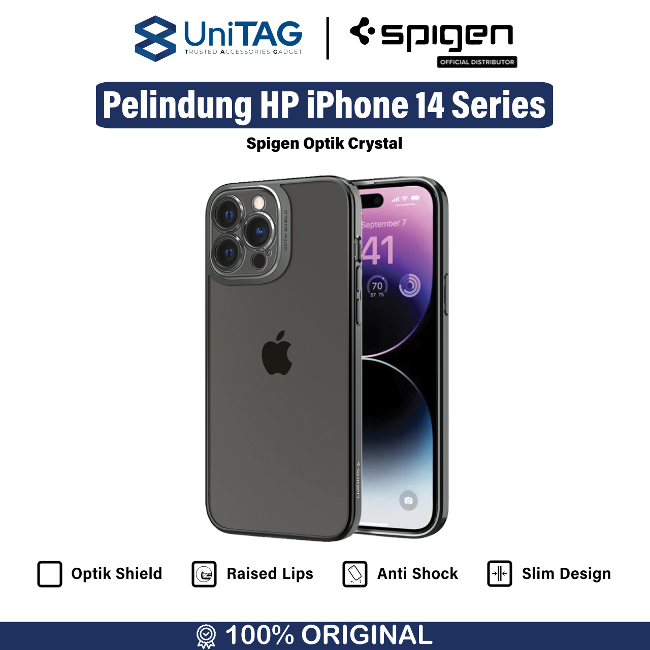 Spigen iPhone 14 Pro Max Case Optik Crystal - Chrome Gray ACS04834-1