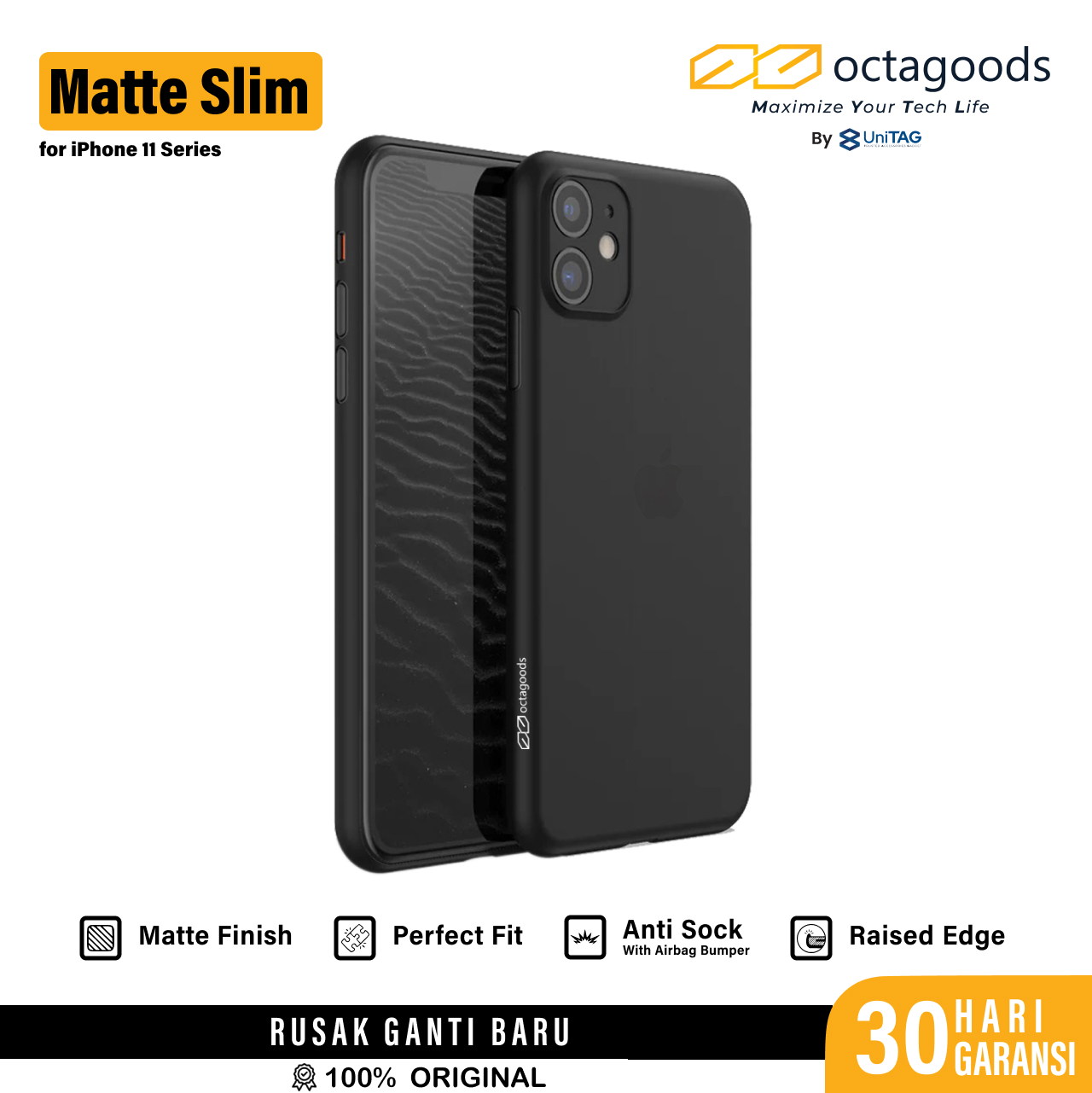 Case iPhone 11 Pro Max Octagoods Matte Slim Camera Cover Hard Casing