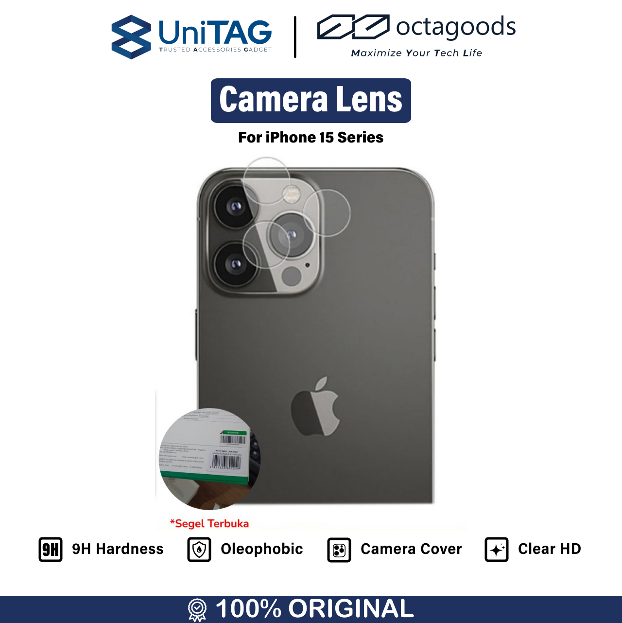 Octagoods iPhone 15 Pro / 15 Pro Max Camera Lens Protector - Clear PG7205-1