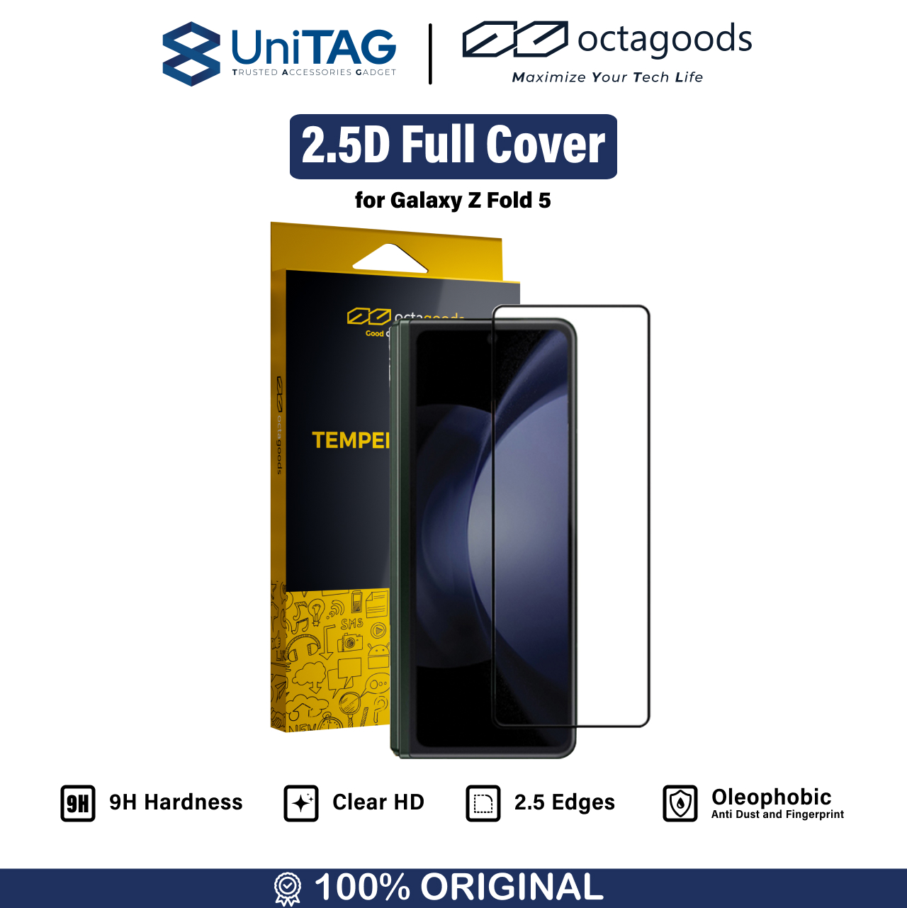 Octagoods Galaxy Z Fold 5 Tempered Glass 2.5D Full Cover - Clear SX7078