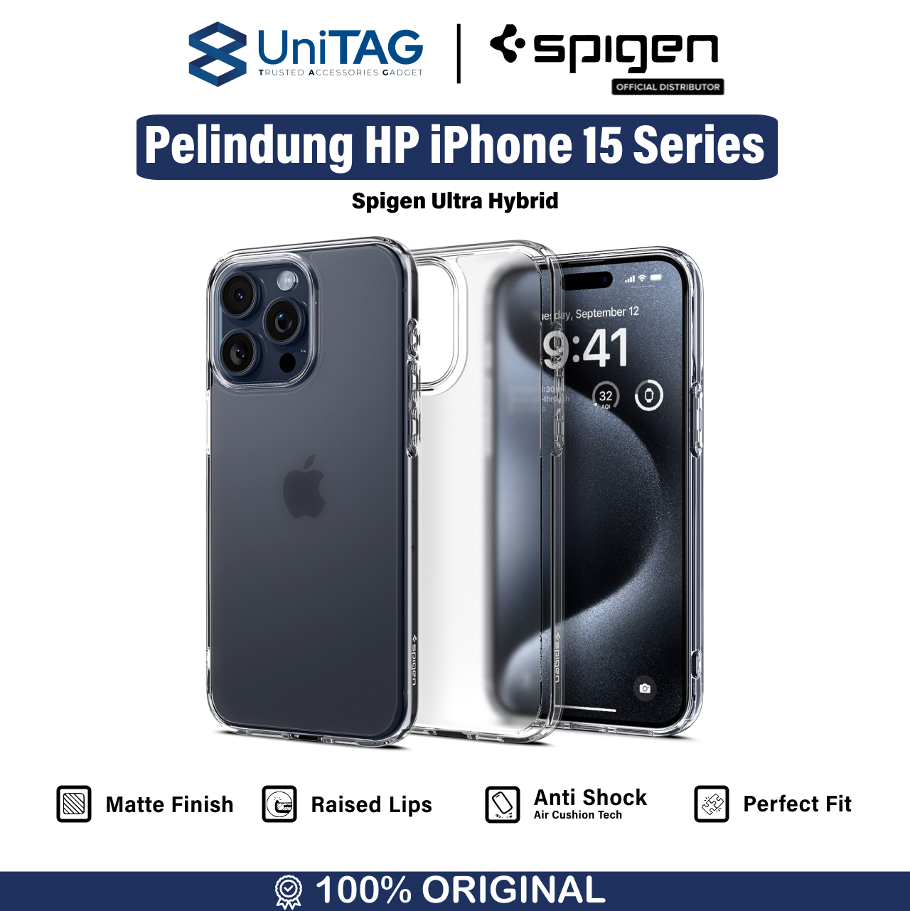 Spigen iPhone 15 Plus Case Ultra Hybrid - Crystal Clear ACS06653