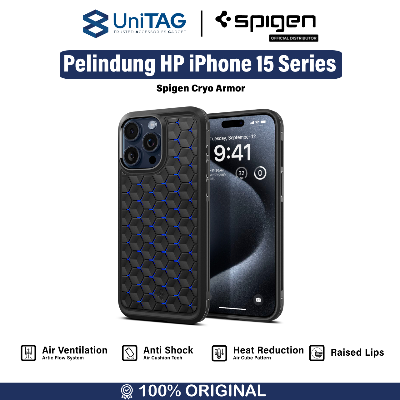 Spigen iPhone 15 Pro Max Case Cryo Armor - Cryo Blue ACS06603