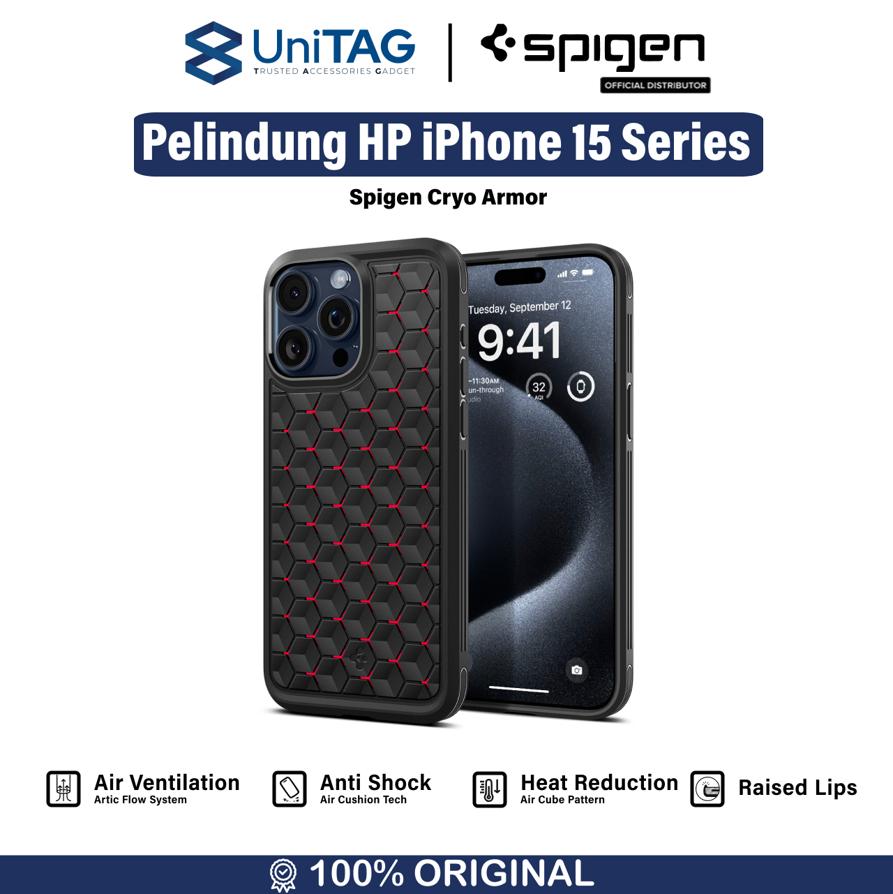 Spigen iPhone 15 Pro Max Case Cryo Armor - Cryo Red ACS06604