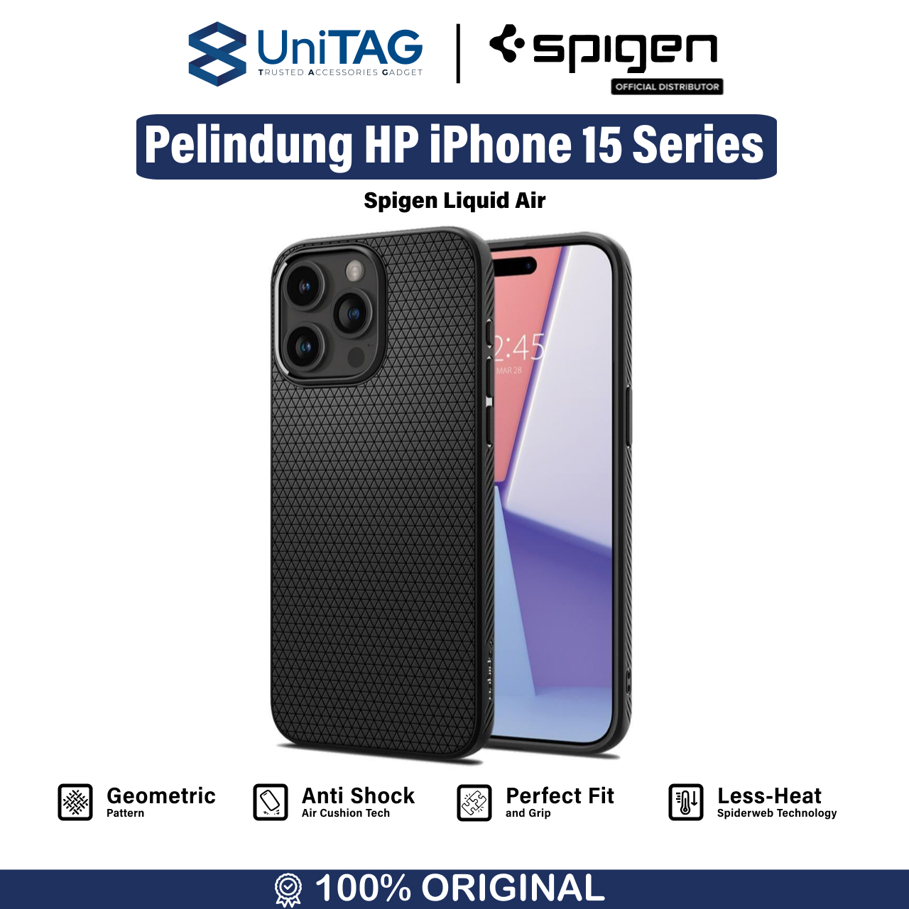 Spigen iPhone 15 Case Liquid Air - Matte Black ACS06790-1