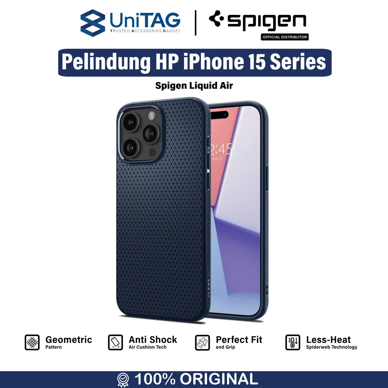Spigen iPhone 15 Pro Case Liquid Air - Navy Blue ACS06705