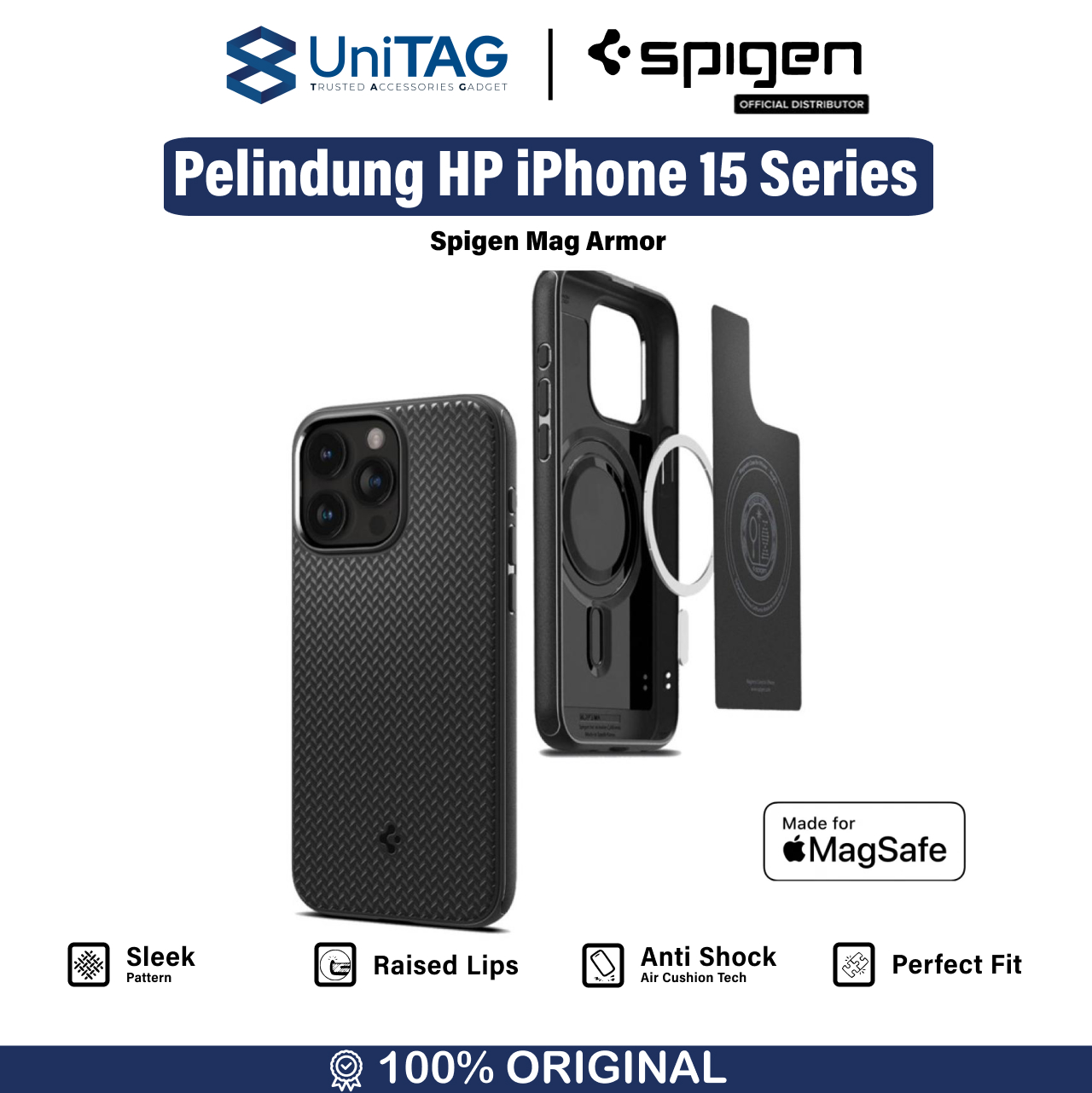Spigen iPhone 15 Pro Case Magsafe Mag Armor MagFit - Matte Black ACS06736